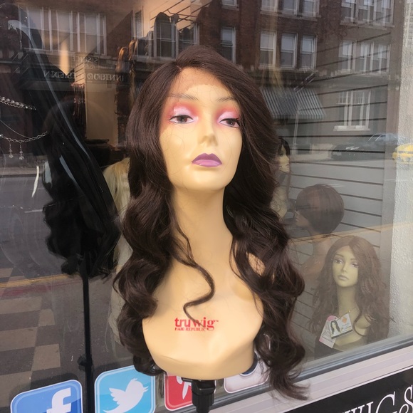 Wig brown Swisslace lacefront Deep Waves 26 Long - Picture 5 of 8